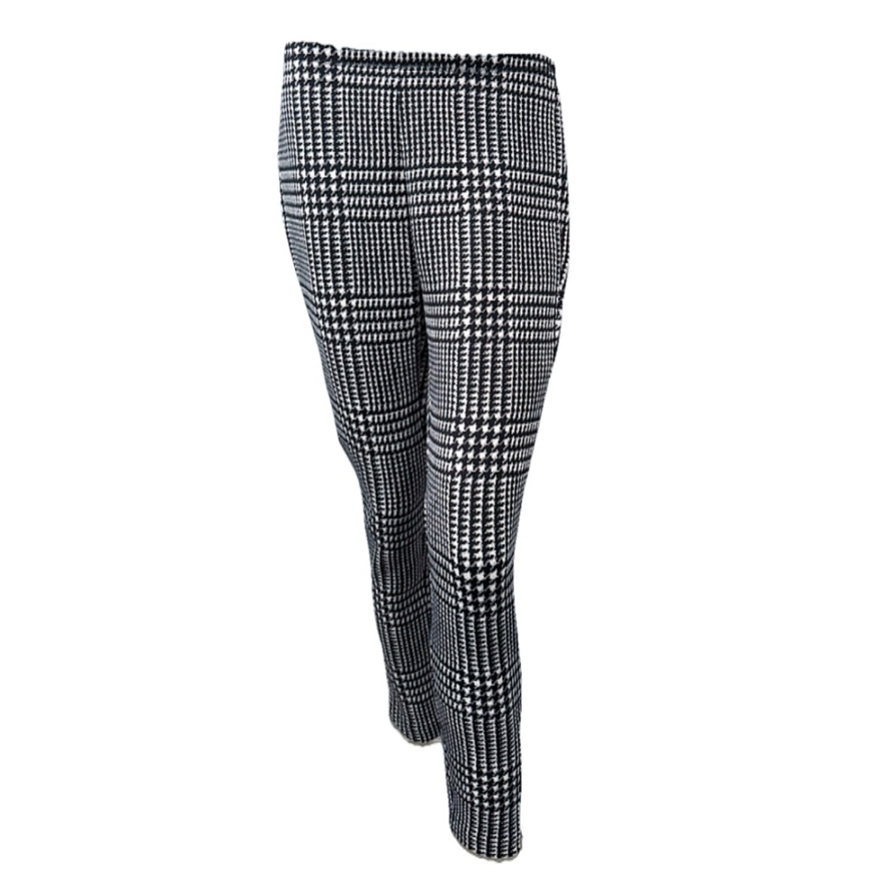 J.McLaughlin Pull-On Pants M Black White Houndstooth Zip Ankle Stretch